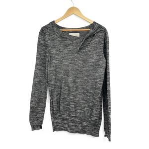 Brochu Walker Marled Gray Wool Cashmere Blend Sweatshirt Twist Collar Women's M